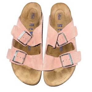 Birkenstock Arizona Sandals Dusty Pink Suede Upper Soft Footbed Size 39 (US W 8)